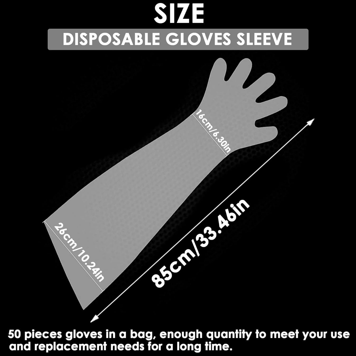 50 Pcs Disposable Veterinary Plastic Gloves, 33.5-inch Disposable Long Arm Gloves Safety Poly Vet Long Sleeve Gloves, Latex-Free Clear Gloves for Food Handling, Animal Inspection Work