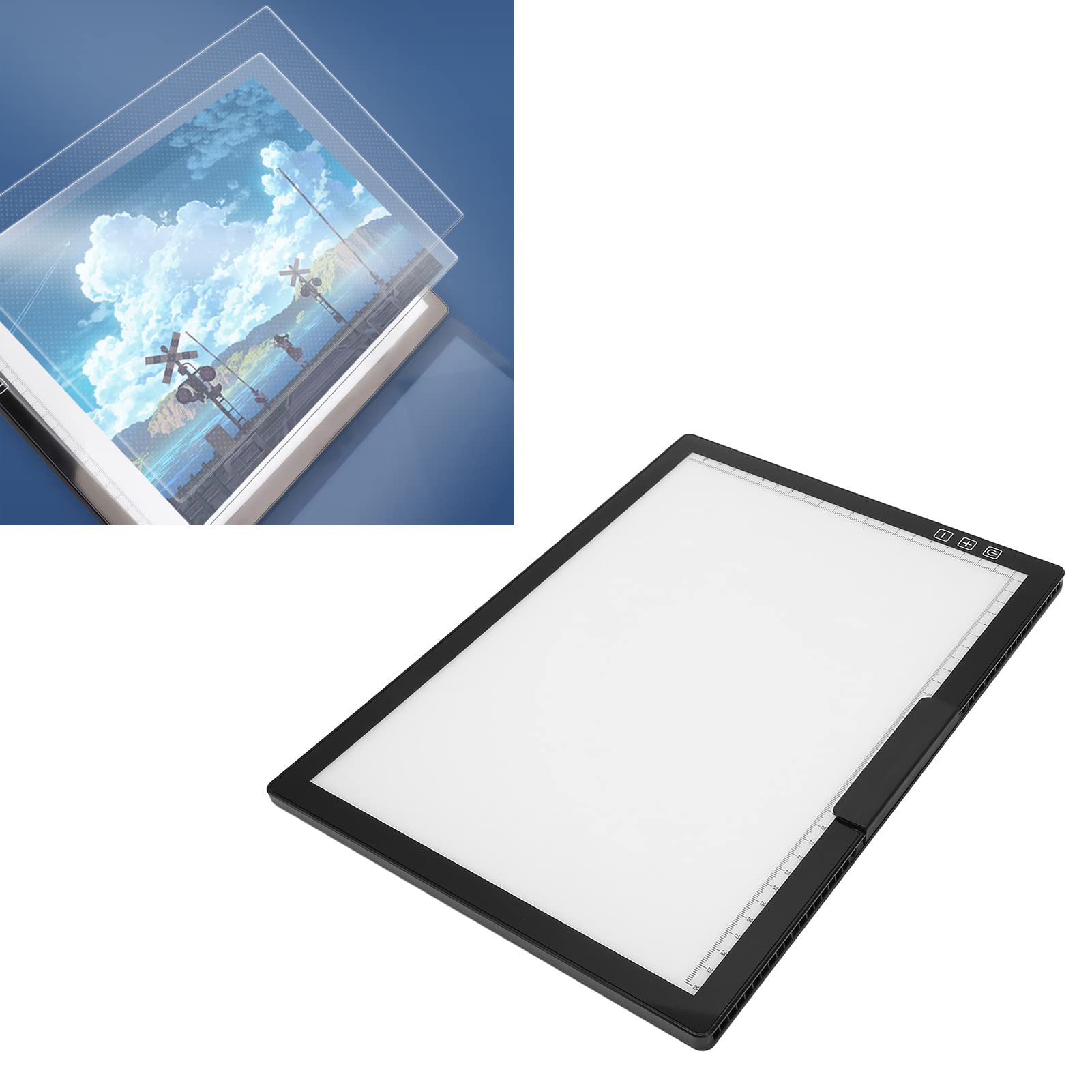 Naroote Blocco Luminoso A4, Scatola Luminosa da Tracciamento a 6 Livelli di luminosità con Blocco da Disegno 2 in 1 e Lavagna per Scrittura, Alimentazione USB Artcraft LED, Ideale per Disegnare,