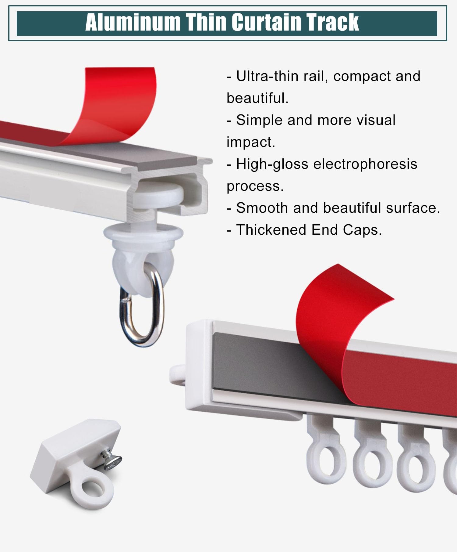 Sistema di binari in alluminio per montaggio a parete e soffitto da 6 m, resistente, senza trapano, installazione senza attrezzi, per spazi da 1 a 12 m