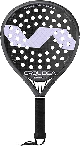 Pala de pádel LW Summum Carbon Black Orquidea, forma redonda para control profesional intermedio con cara de fibra de vidrio y núcleo medio de EVA