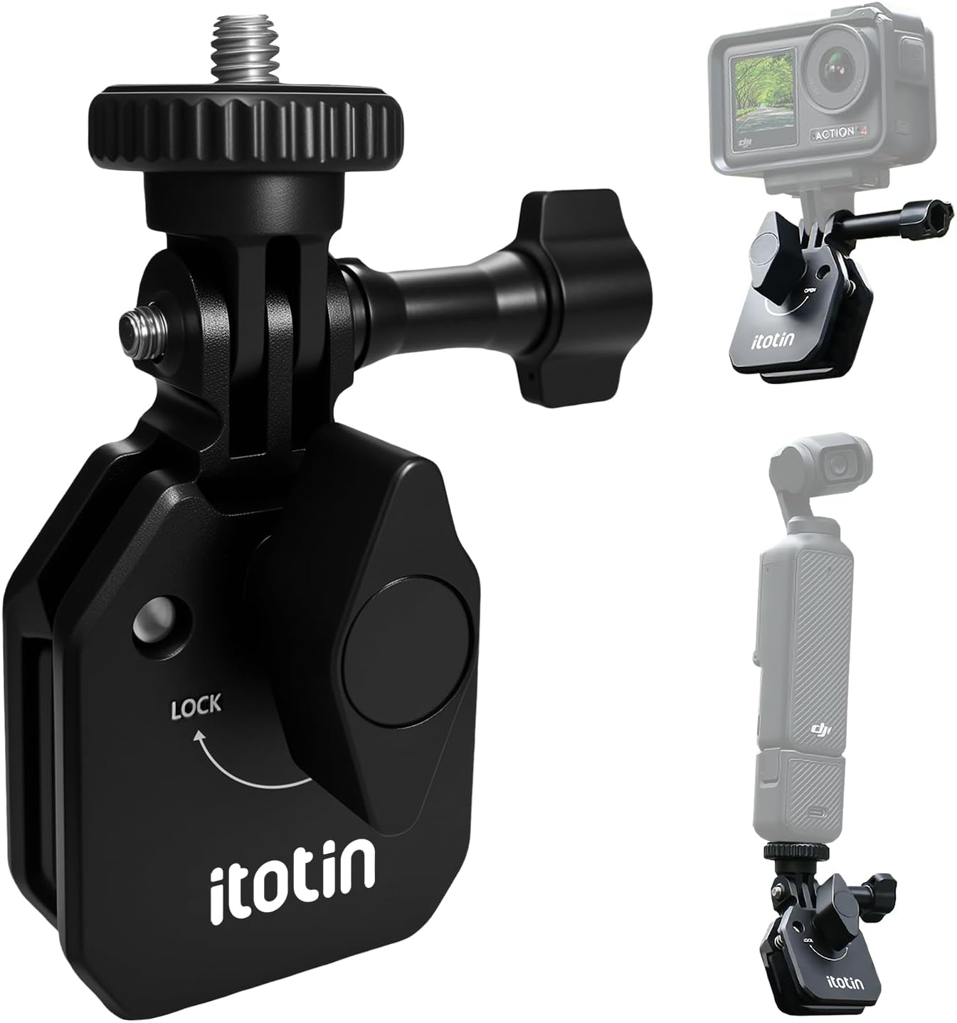 Motorcycle Windshield Clip Action Camera Mount, Aluminum Alloy Motorbike Windscreen Clamp Mount Compatible for GoPro Hero 13/12/11/10/9 DJI Osmo Action 5 Pro/4/3 Insta360 X5/X4/X3/X2