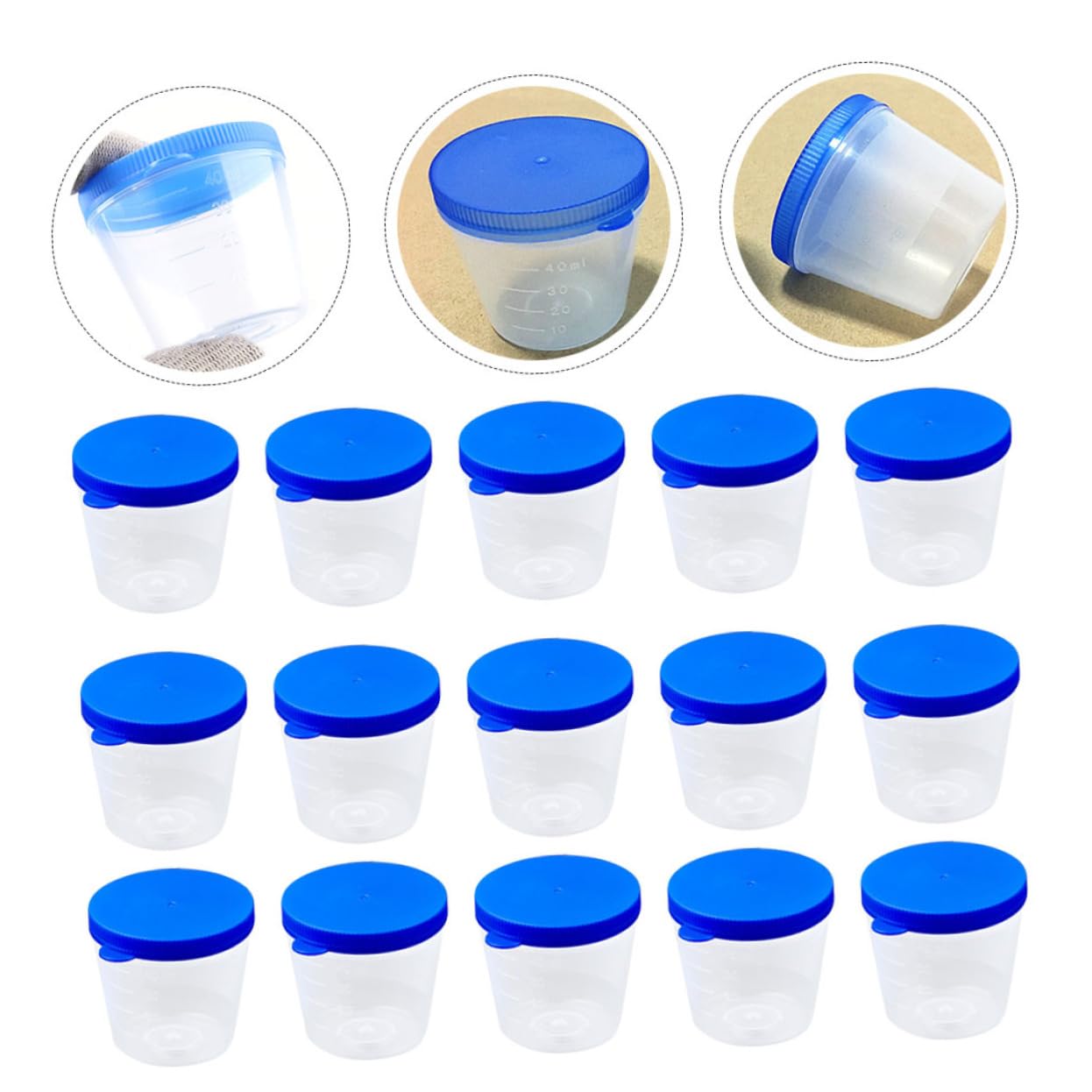 VILLFUL 100pcs Beaker Liquid Measuring Cups Lab Laboratory Cup Liquid Sample Container Urine Cups for Testing Urine Sample Medical Container Urine Specimen Bottle Red Cup Blue Plastic