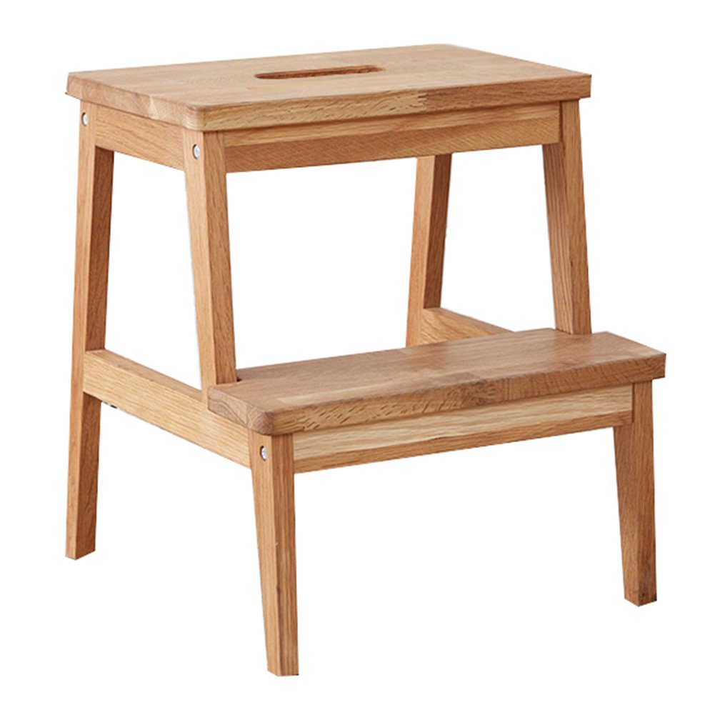 Escabeau tabouret bois chêne double usage DASHADAO repose-pieds 2 marches