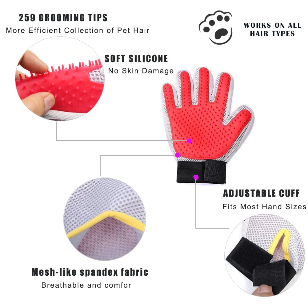 Guanto Toelettatura Per Cane E Gatto, Ideale Per Rimuovere Il Pelo In