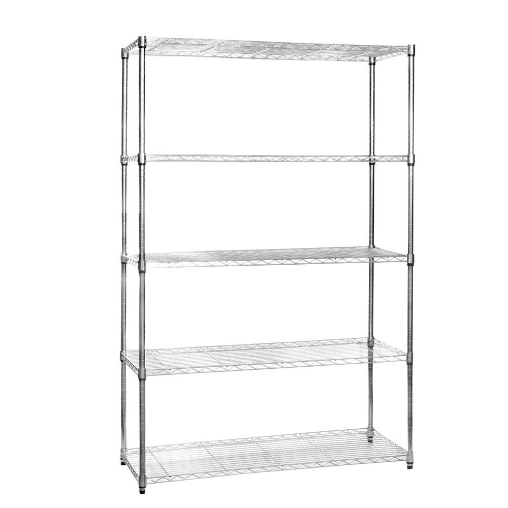 Shopfitting Warehouse Chrome Wire Shelving Unit - 5 Tier, H1800 x W1200 x D450 mm