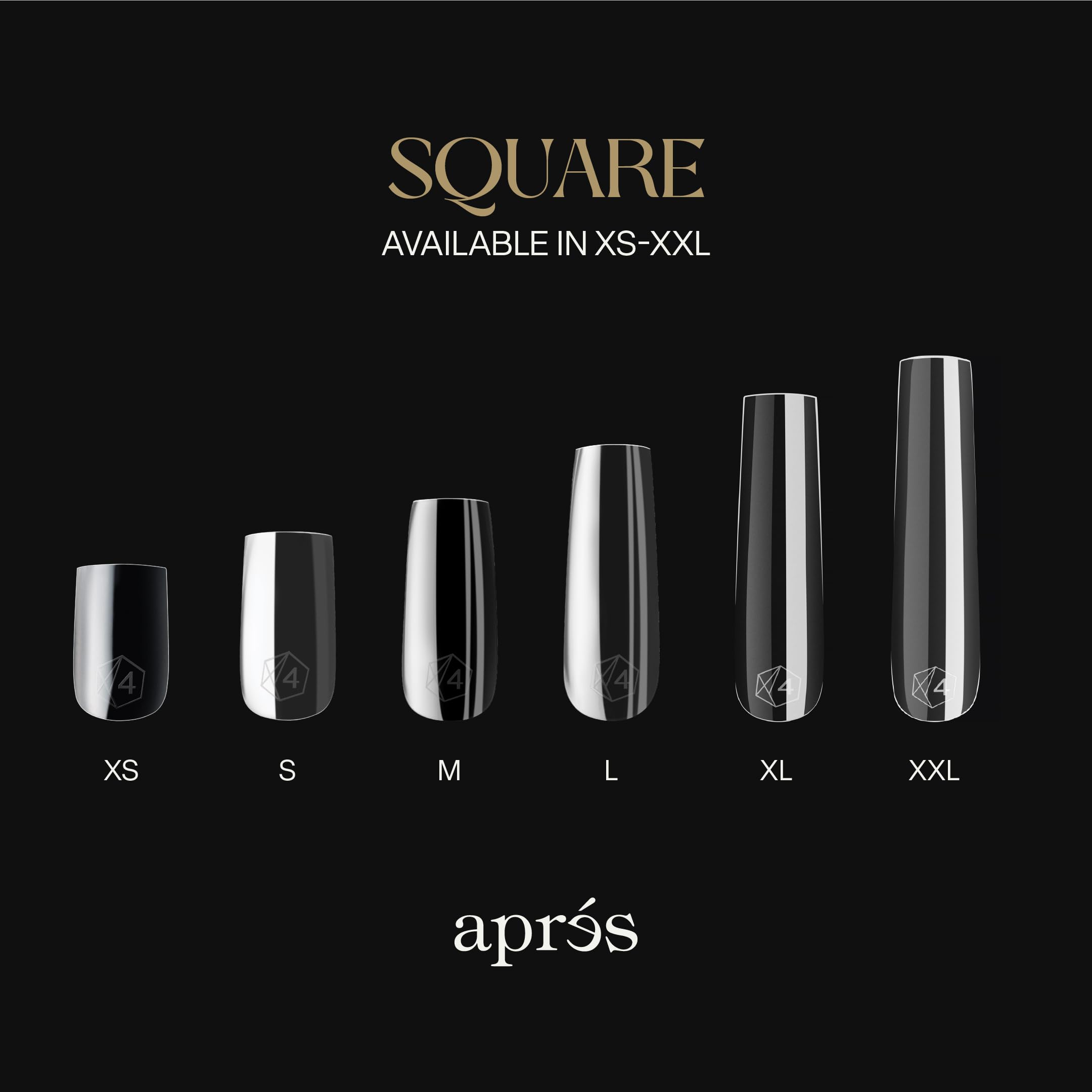 Apres Gel-X® Lot de 210 pointes carrées extra longues | Boîte de 210 pointes gel souples Gel-X en 14 tailles 00-9, demi-tailles incluses