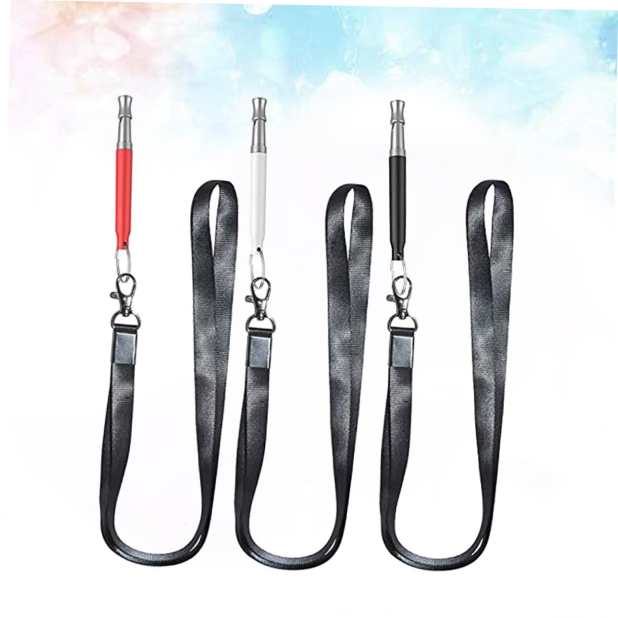 ibasenice 3Pcs Dog Whistle Training Tool with Lanyard Bark Control for Various Breeds Lightweight Durable Pet Supplies Black White Red