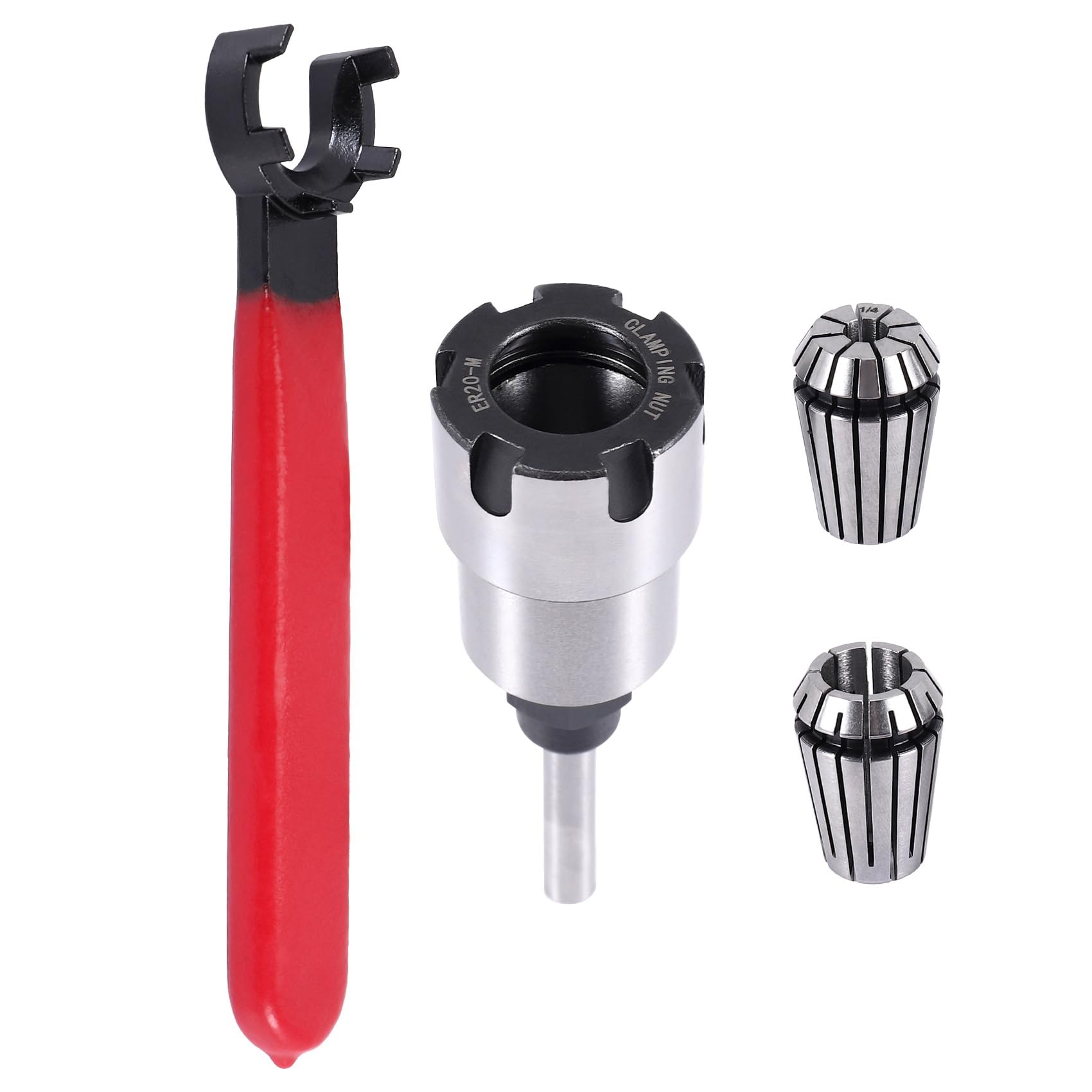 Qeunrtiy Shank Router Bit Colle Collet Extension Chuck Converter Adapter,Convert 1/2,1/4-Inch Shank Bit with ER20 Spring Collet