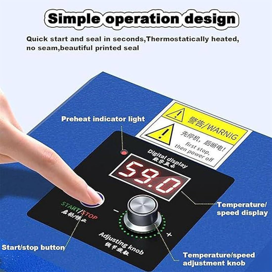 Sellador térmico horizontal automático, control de temperatura y velocidad para un sellado eficiente de bolsas de plástico