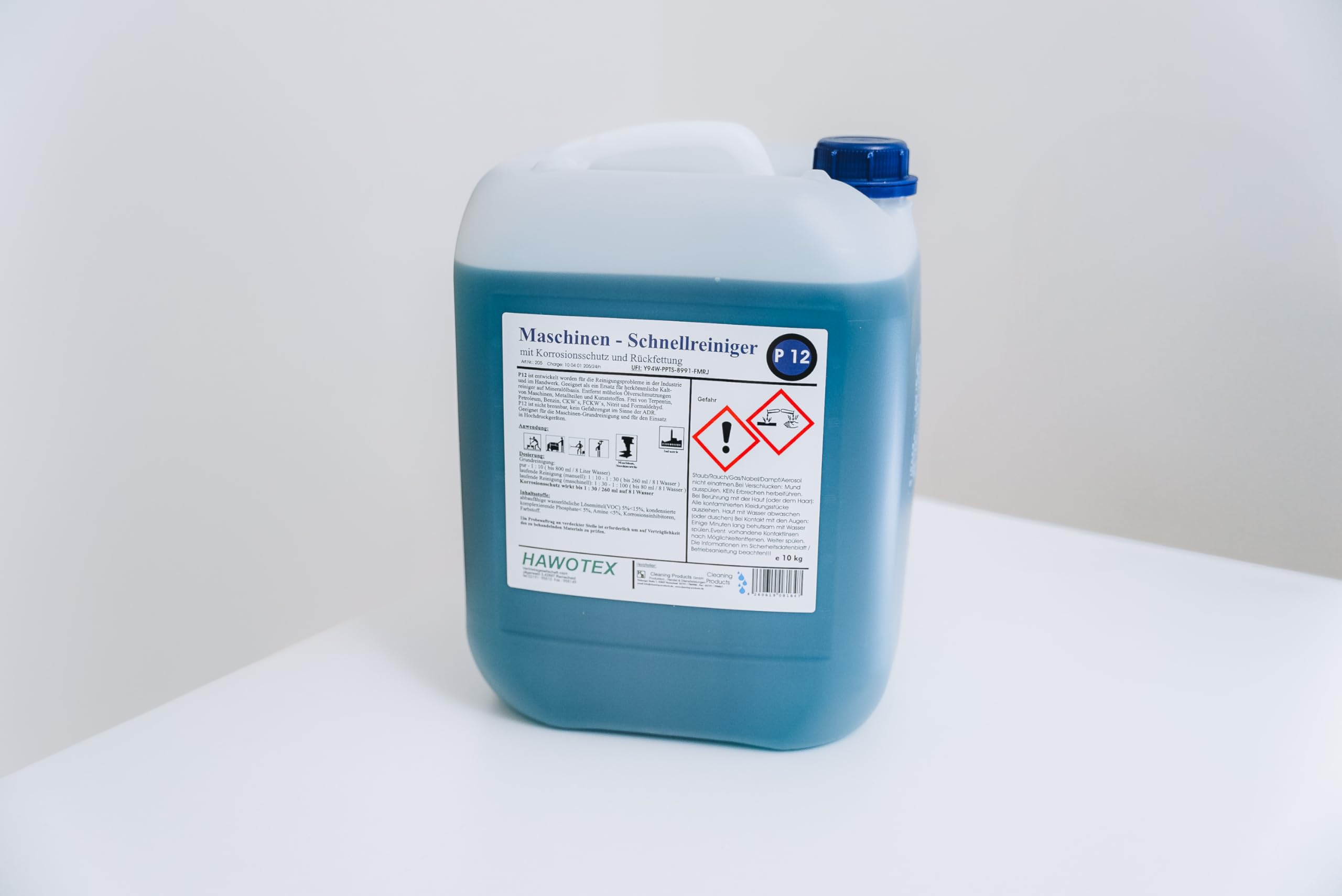 P12 Maschinen-Schnellreiniger mit Korrosionsschutz und Rückfettung, stark alkalisch, 2 × 10 kg