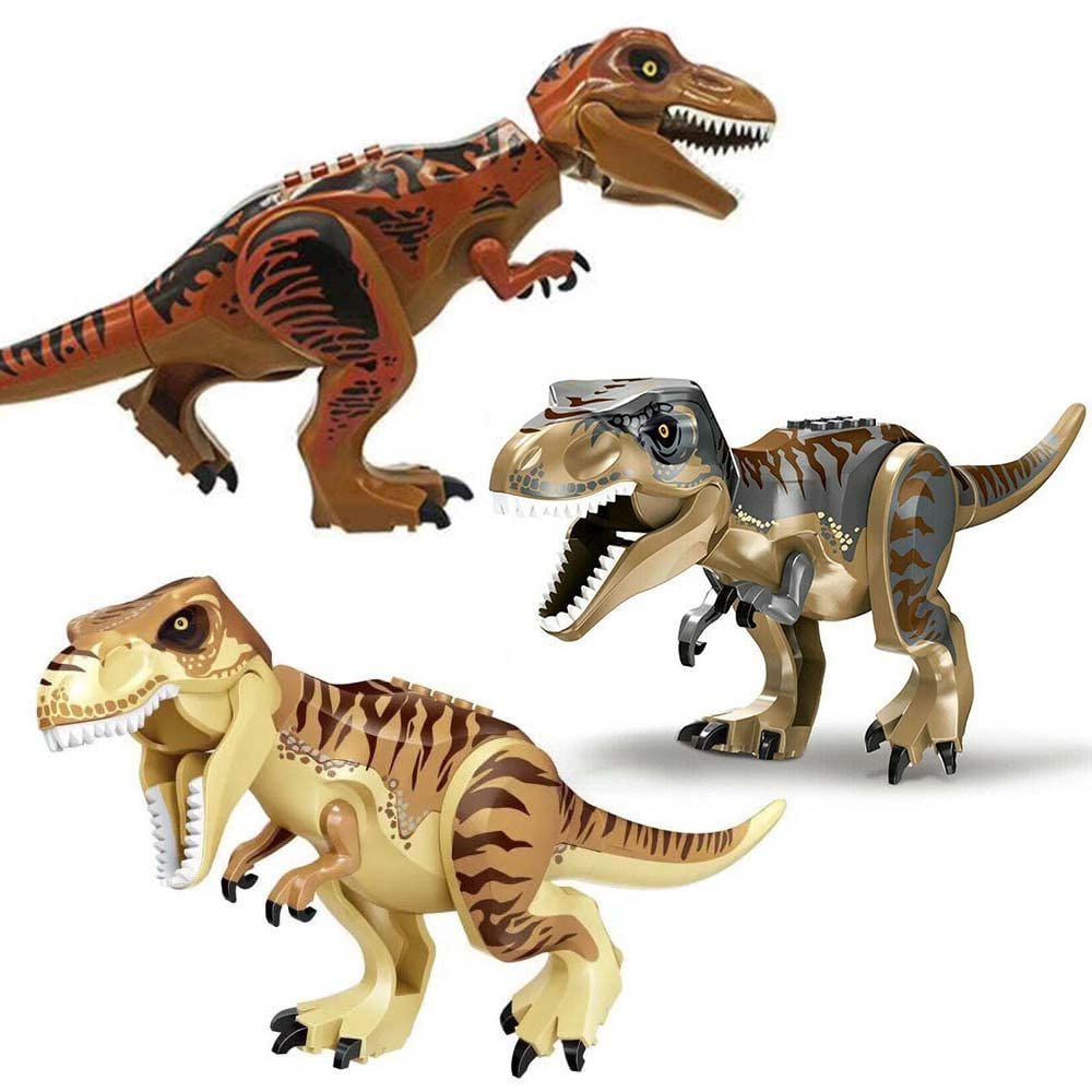 ZEMI 3PCS Indominus T Rex Blocks Toys,Large Dinosaur Figure,Realistic Dinosaur Toy Figures,Gift for Adults and Children（Gigantosaurus Tyrannosaurus + Rex Tyrannosaurus + Brown Tyrannosaurus