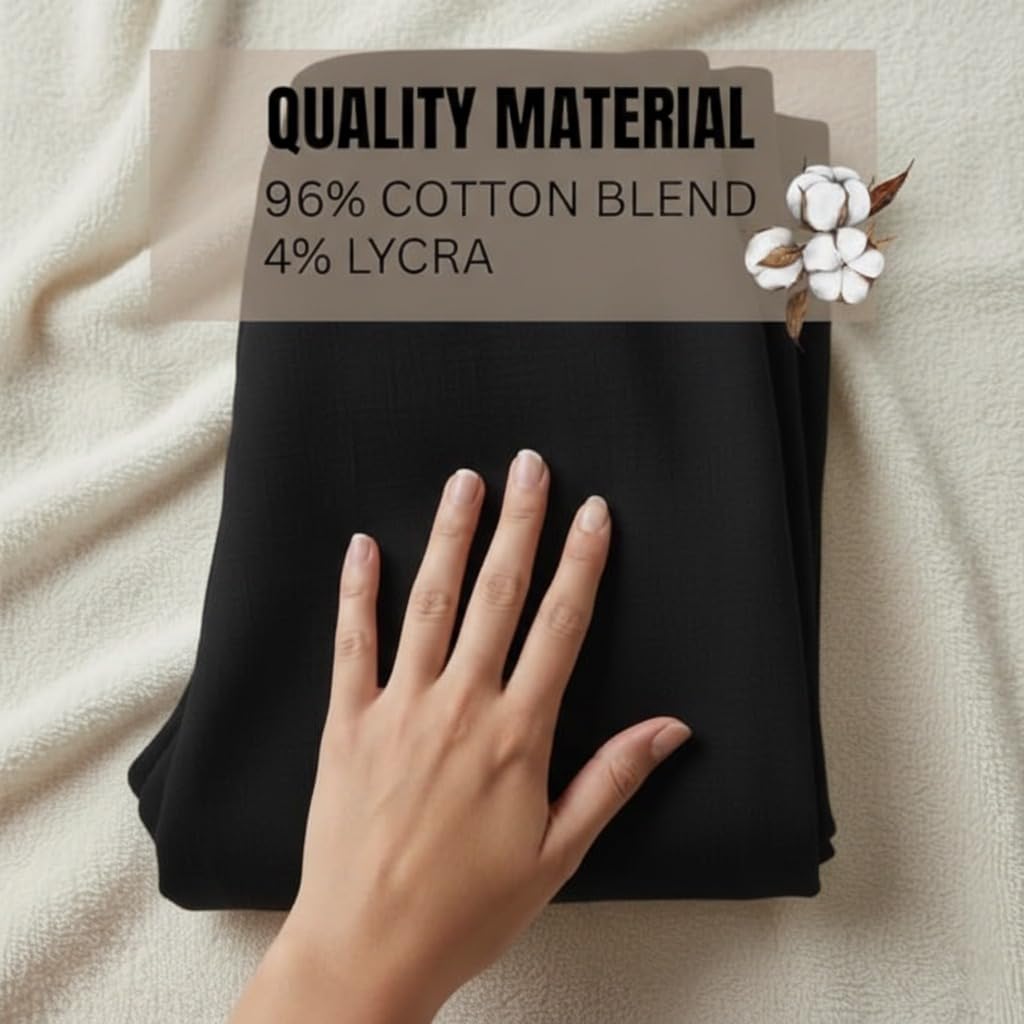 DIGITAL SHOPEE Trouser Cotton Pants for Woman | Straight Cigarette Pant | Regular Fit for Office School Formal Casual Daily Use Black L 3