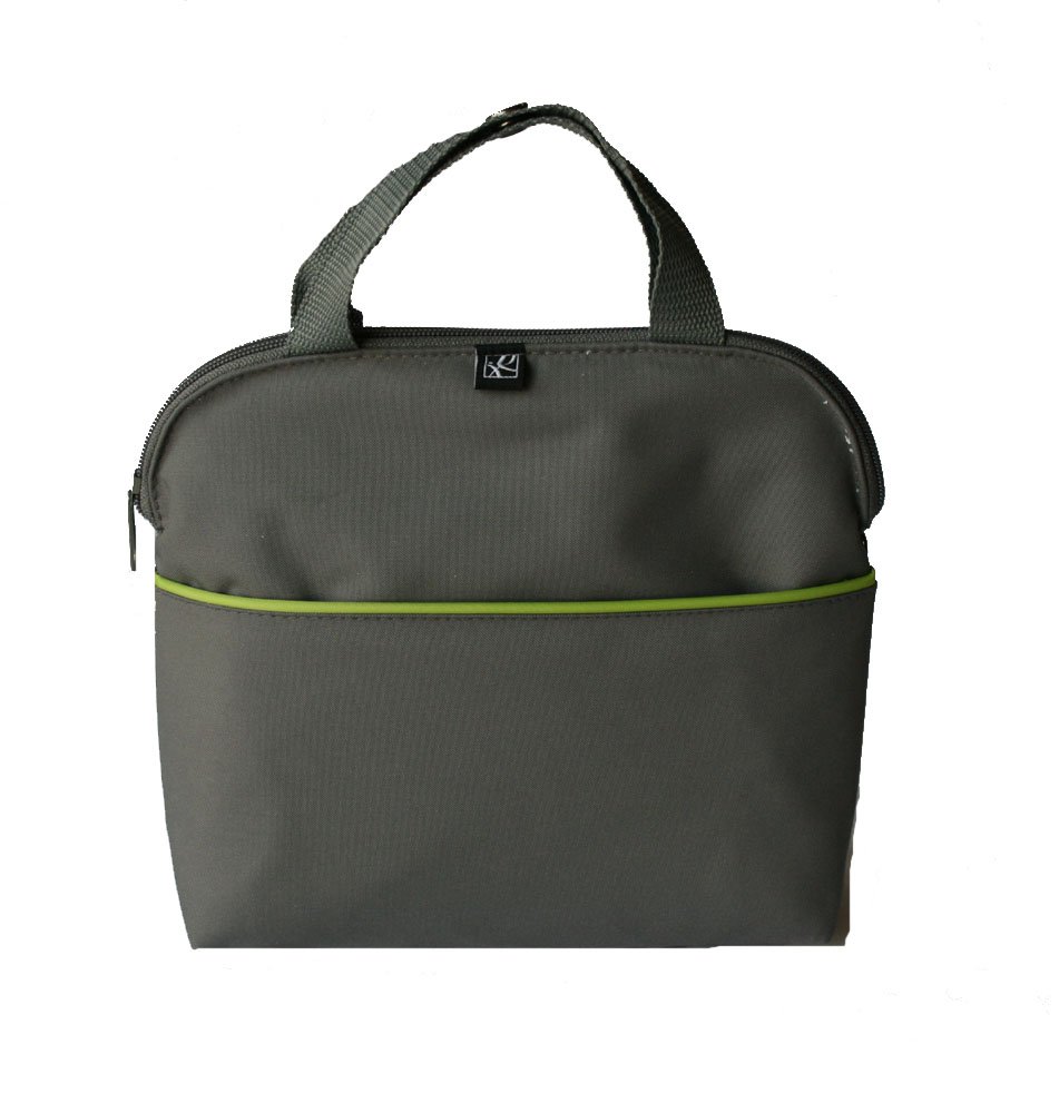 J.L. Childress MaxiCOOL 4 Bottle Breastmilk Cooler, Baby Bottle and Baby Food Bag, Insulated and Leak Proof, Ice Pack Included, Grey/Green