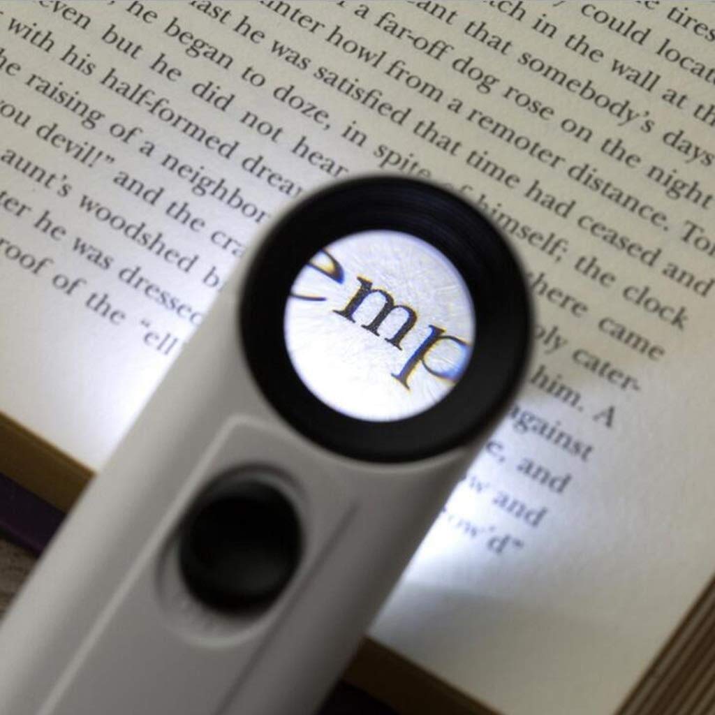 Lupa, portátil, de Mano, Agarre, Lupa de Escritorio, Lupa de Mano con luz LED, Lectura de 40 Veces, identificación del Anciano de los niños, Lupa de Jade Antigua Safehappy