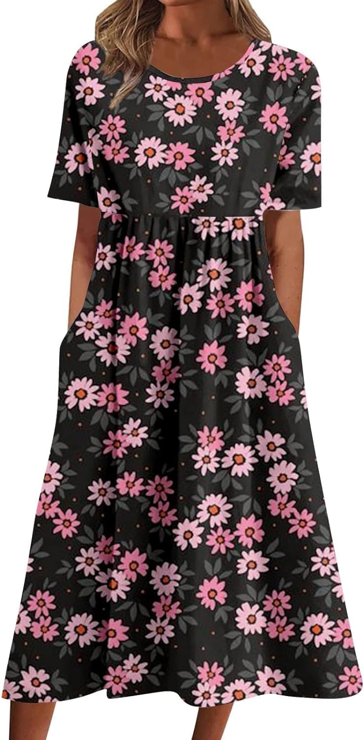 Boho floral print dresses loose fit perfect for summer vacation