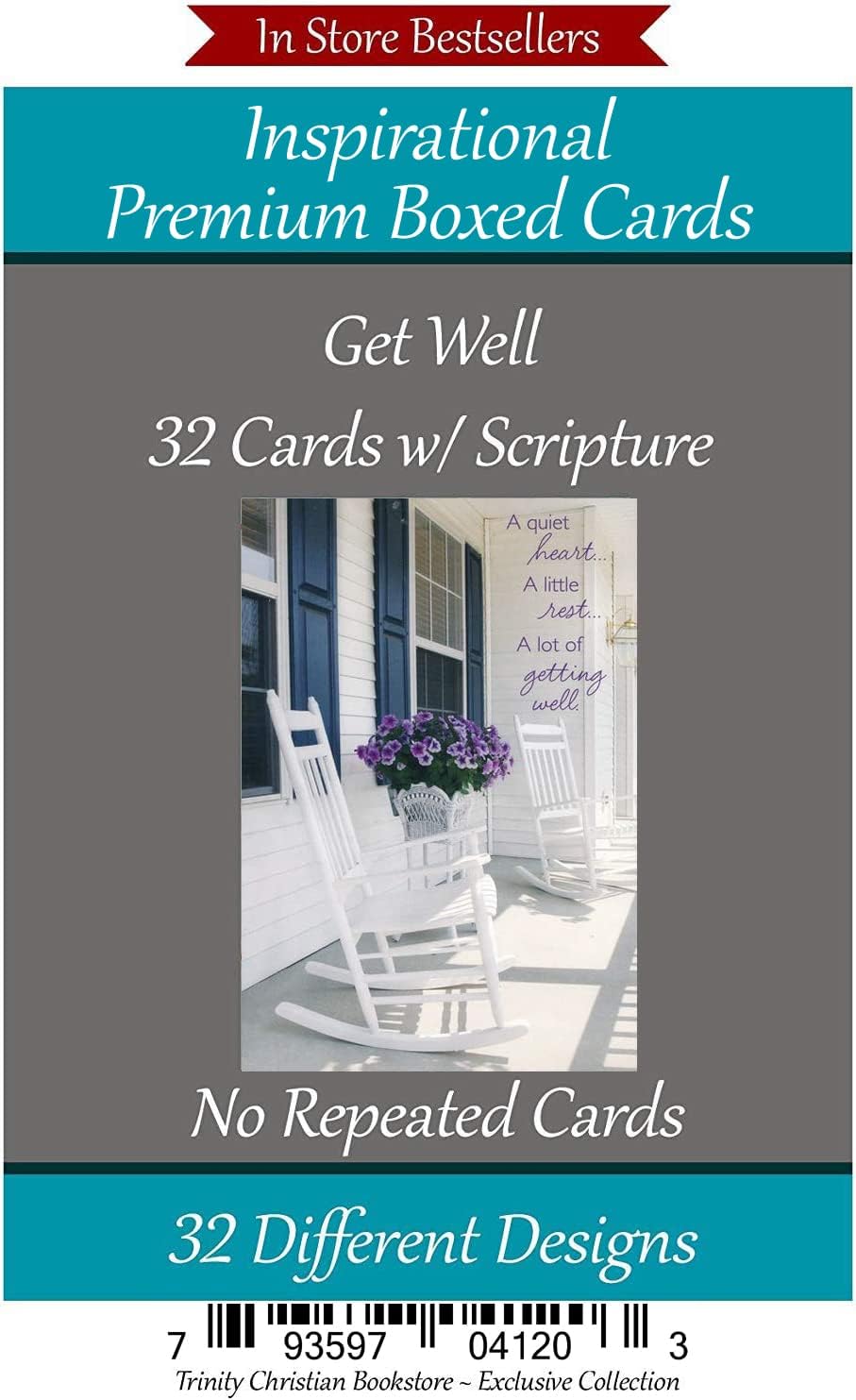 Get Well Cards ~ No Repeated Designs~ 32 Cards and Designs ~ Christian/Religious Greeting Card Assortment ~ Scripture in every card ~ Envelopes Included