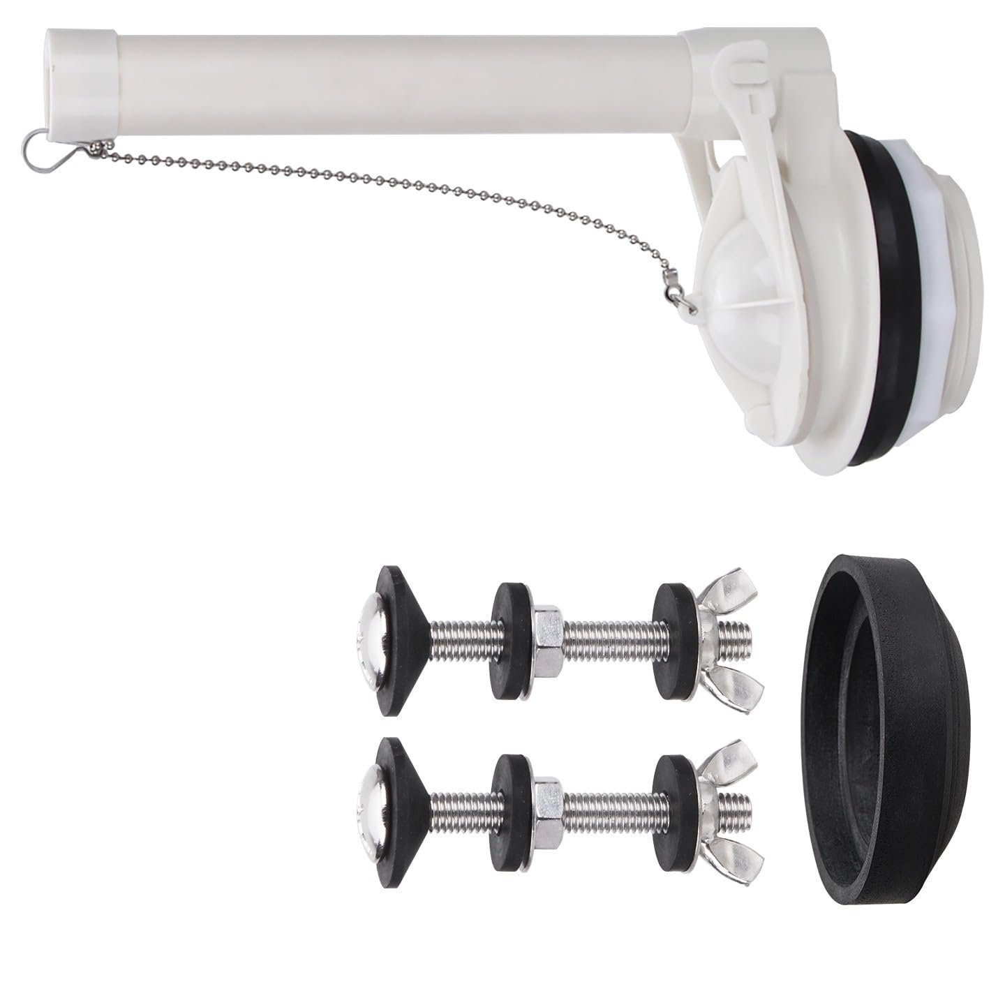 3 Inch Toilet Flush Repair Set with Seal Gasket and Bolts, Split Overflow Assembly for Cistern Service and Repair Tube Flapper Chain Bathroom Plumbing Hardware Leak Fix