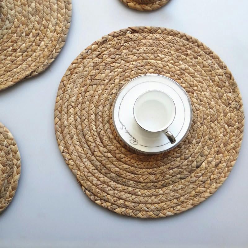 Set de table rond osier tressé anti-rayures 18cm pour vaisselle chaude et déco bistrot