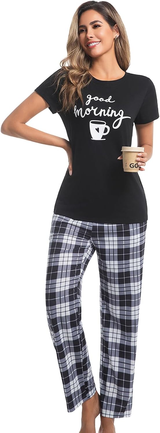 difficort Womens Pajama Sets Short Sleeve Pjs Tops with Long Pants Sleepwear Lounge Set with Pocket - Image 2