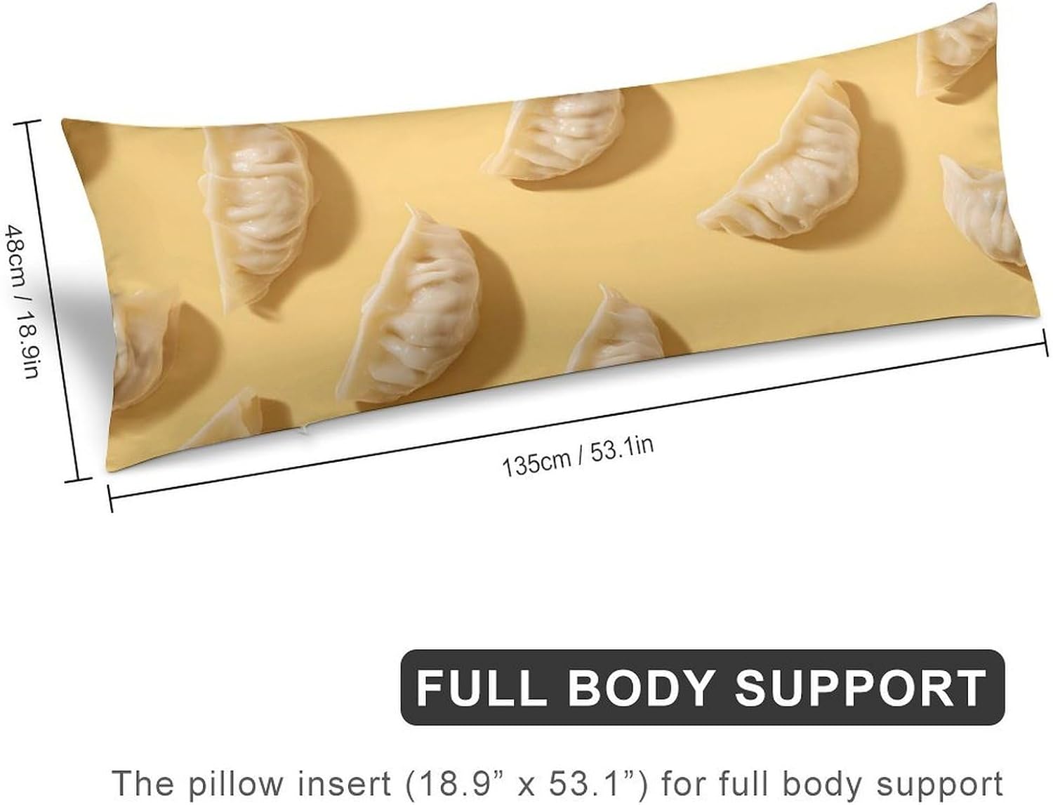 Handmade Dumplings Body Pillow Cover Long Cushion 18.9x53.1 Inch | pillowcase,bed decor,farmhouse,sofa