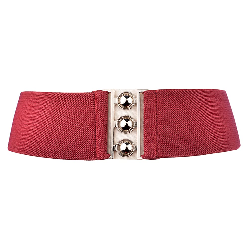 Vintage Wide Elastic Stretch Belt Waistband Corset Cinch Belt Retro Silver Clasp Waist Belt 50s