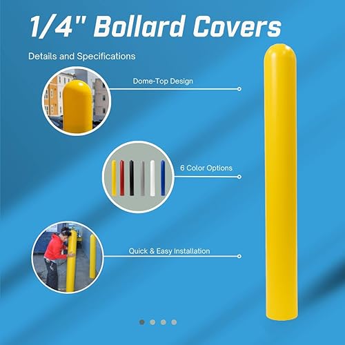 Miniatura 6 de Ideal Shield Cubierta de bolardo roja de 14 pulgadas (6-6 58 x 52 pulgadas). Funda para poste de bolardo superior cúpula. Cinta de instalación