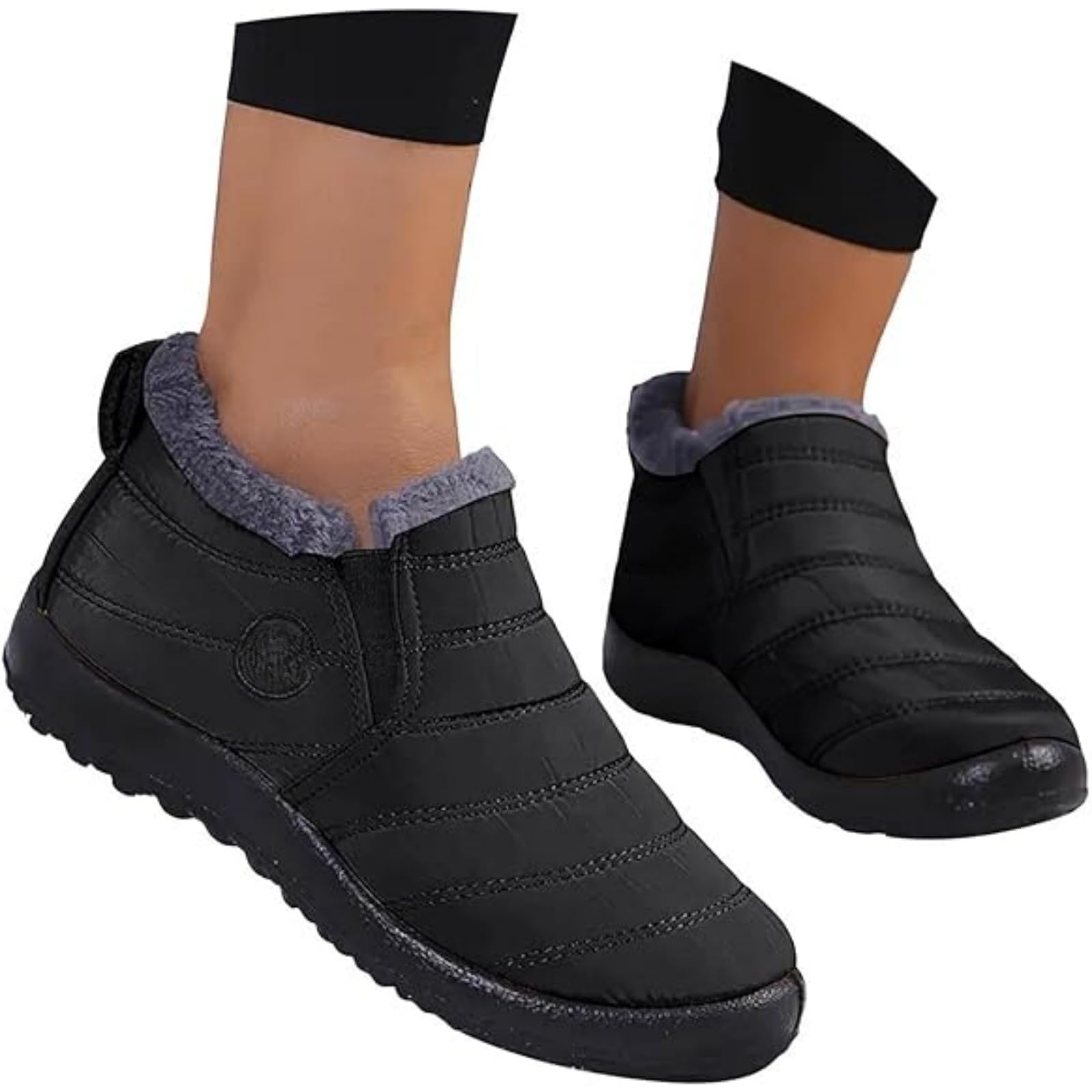 Winter Boots For Women Waterproof Fur Lined Snow Anti-Slip Ankle Booties Comfortable Slip On Warm Outdoor Sneakers