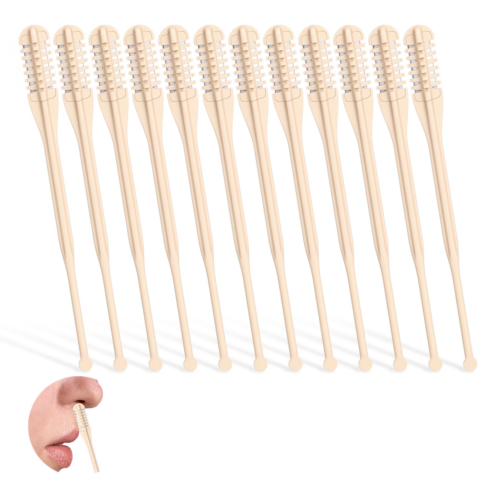 12Pcs Manual Nose Hair Trimmer - Rotating Nasal Hair Razor Cutter with Storage Box for Women and Men