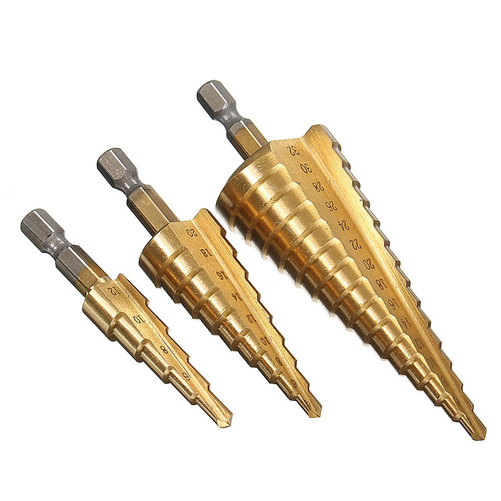 CEFEPH 3-Piece HSS Drill Bit Set Hex Shank Cutting Cone Drill Bit for Stainless Steel Metal Wood Plastic 4-12/4-20/4-32 mm - Image 3