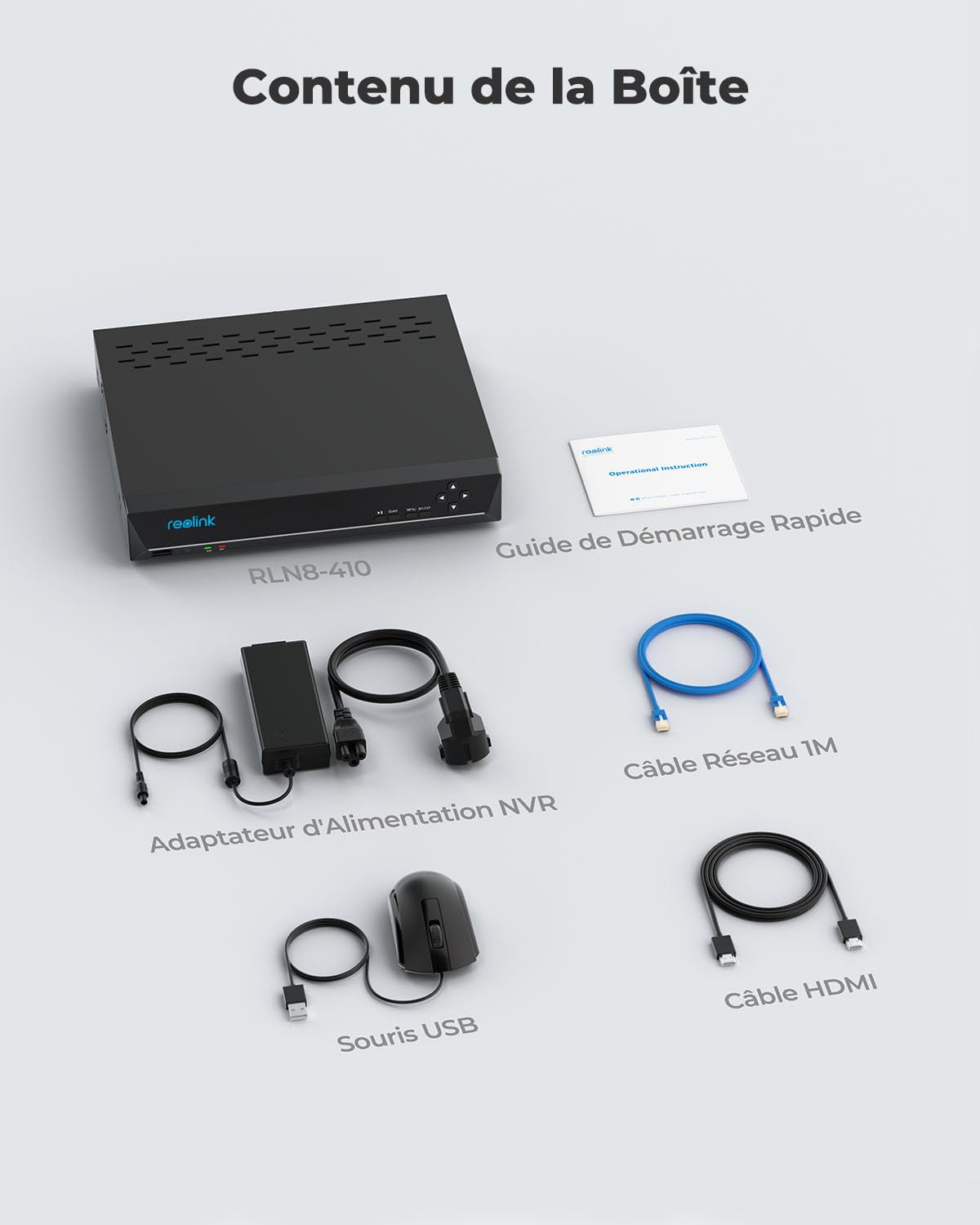 Reolink 4K PoE NVR 8 Canaux pour Caméras de Sécurité, RLN8-410 | Enregistrement de Vidéo avec Disque Dur de 2TO, Supportez 16MP/12MP/8MP/5MP/4MP HD IP Caméra, Enregistrement 24h/24