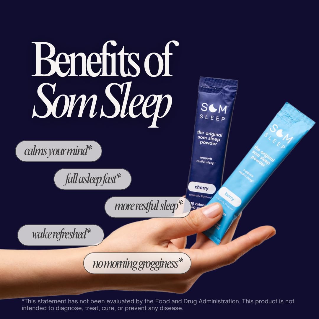 Som Sleep Powder Sleep Aid Adults, Melatonin Magnesium, Cherry, 10-Pack — Amazon image 4