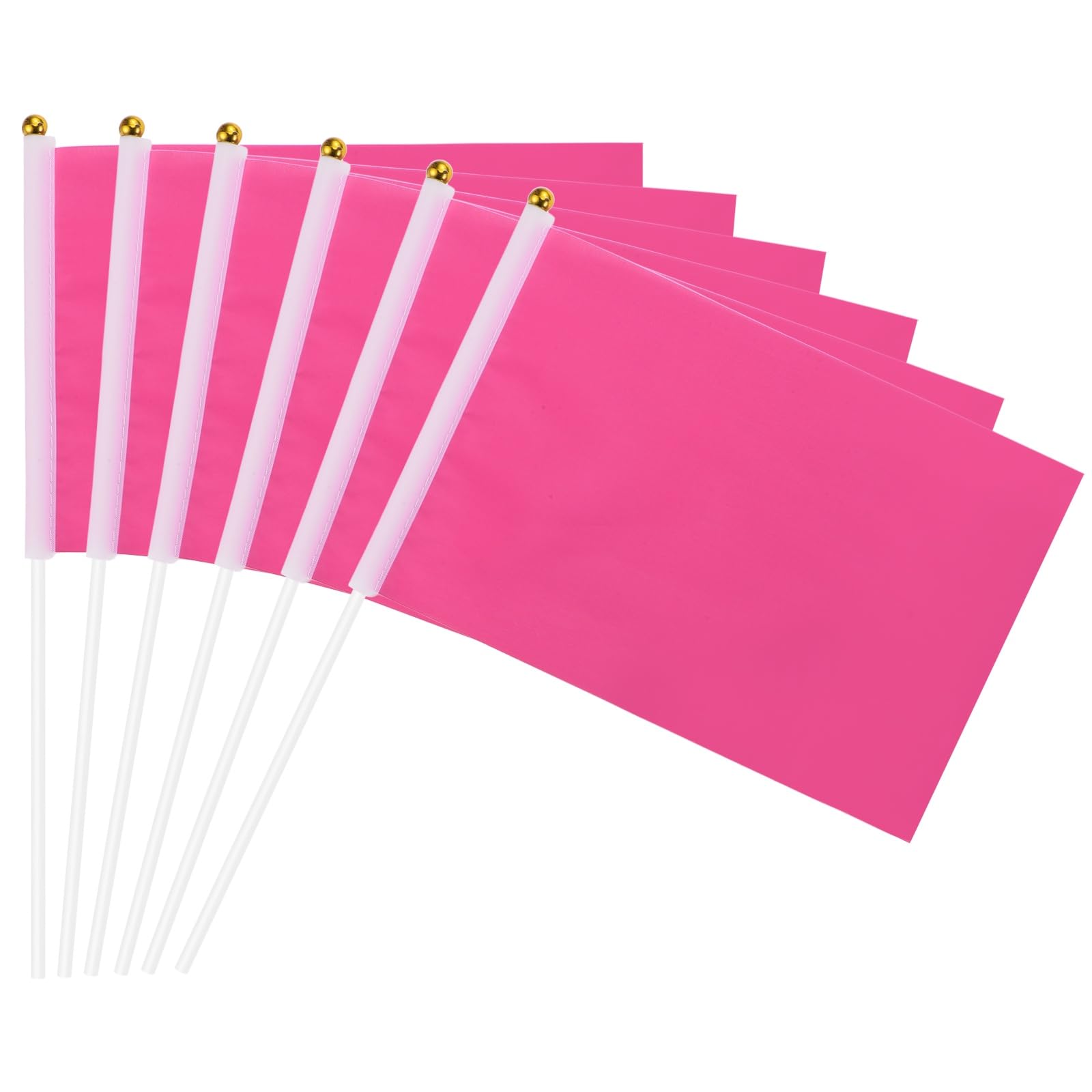sourcing map 50Pcs Rose Red Blank Stick Flag, 8.3 x 5.5 Inch Handheld Solid Color Flags on Plastic Stick for DIY Graffiti Birthday Carnival Festival Celebration Sports Grand Opening Party