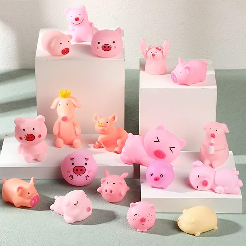Miniatura 7 de 18 piezas de goma de cerdo de baño de goma para cerdo pequeño juguete de cerdo pequeño juguete de goma para bañera cerdos de goma rosados juguetes