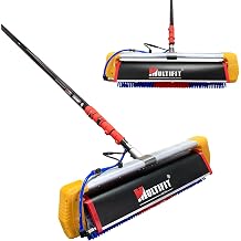 24ft Solar Panel Cleaning Brush Dual Power AC/Battery, 400 RPM Directional Roller, Carbon Fiber Telescopic Pole for Commercial Rooftop & Ground-Mount PV Systems