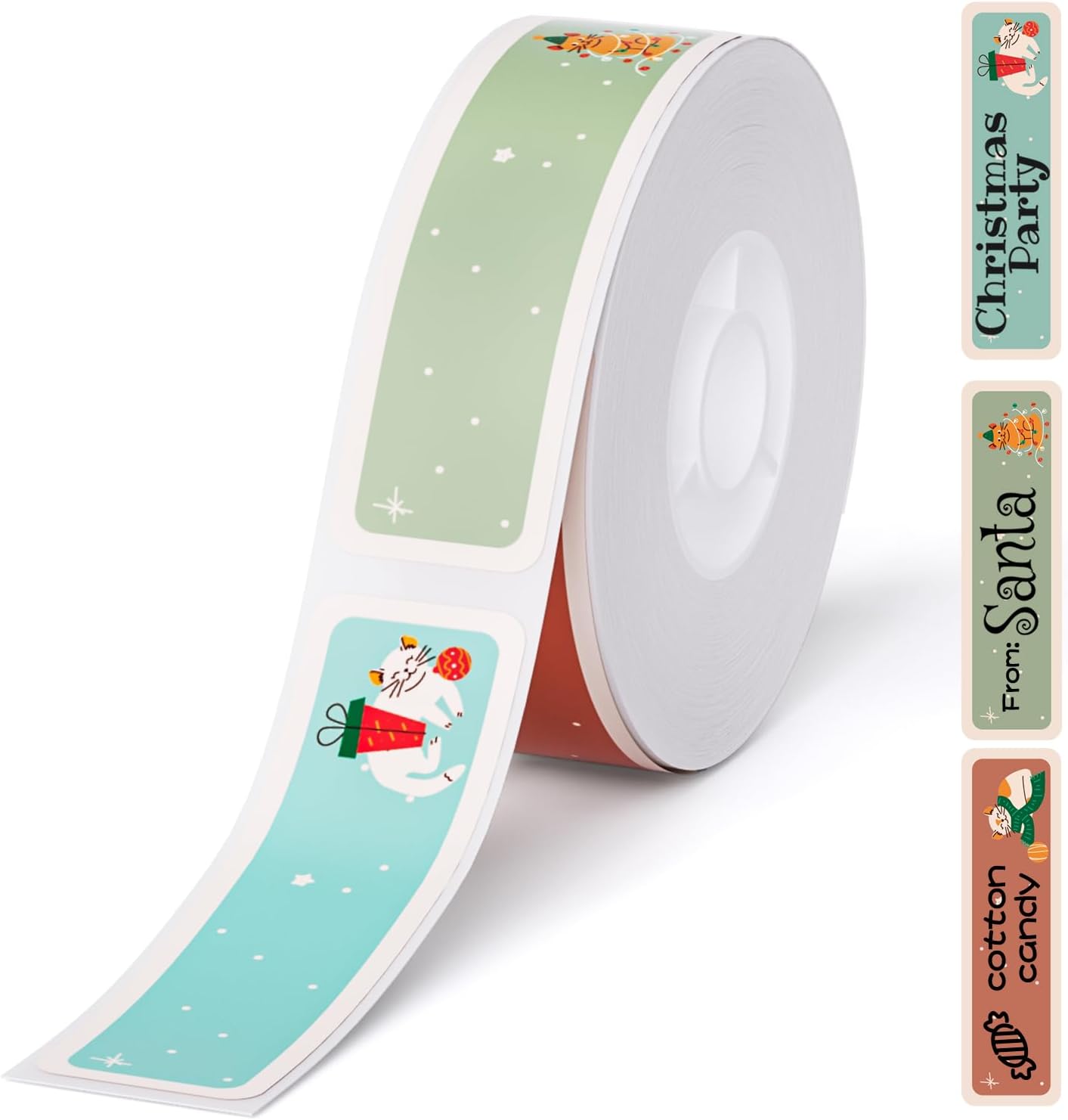NIIMBOT Christmas Labels for D110/D11/D101 Label Maker,14 x 50 mm (0.55'' x 1.97''), Thermal Label Tape for Christmas Home Office Labeling, Meowy Xmas Pattern