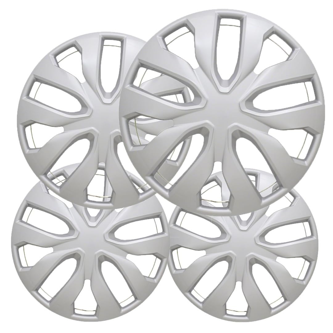 17 inch Hubcaps Best for 2014-2020 Nissan Rogue - (Set of 4) Wheel Covers 17in Hub Caps Silver Rim Cover - Car Accessories for 17 inch Wheels - Snap On Hubcap, Auto Tire Replacement Exterior Cap