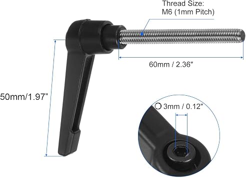 TA-VIGOR 2Pcs Adjustable Clamping Lever Handles, M6 x 60mm Locking Quick Release Push Button Ratchet Screw Knobs, 304 Stainless Steel Male Thread Stud Bolts Handle for Machinery & Equipment
