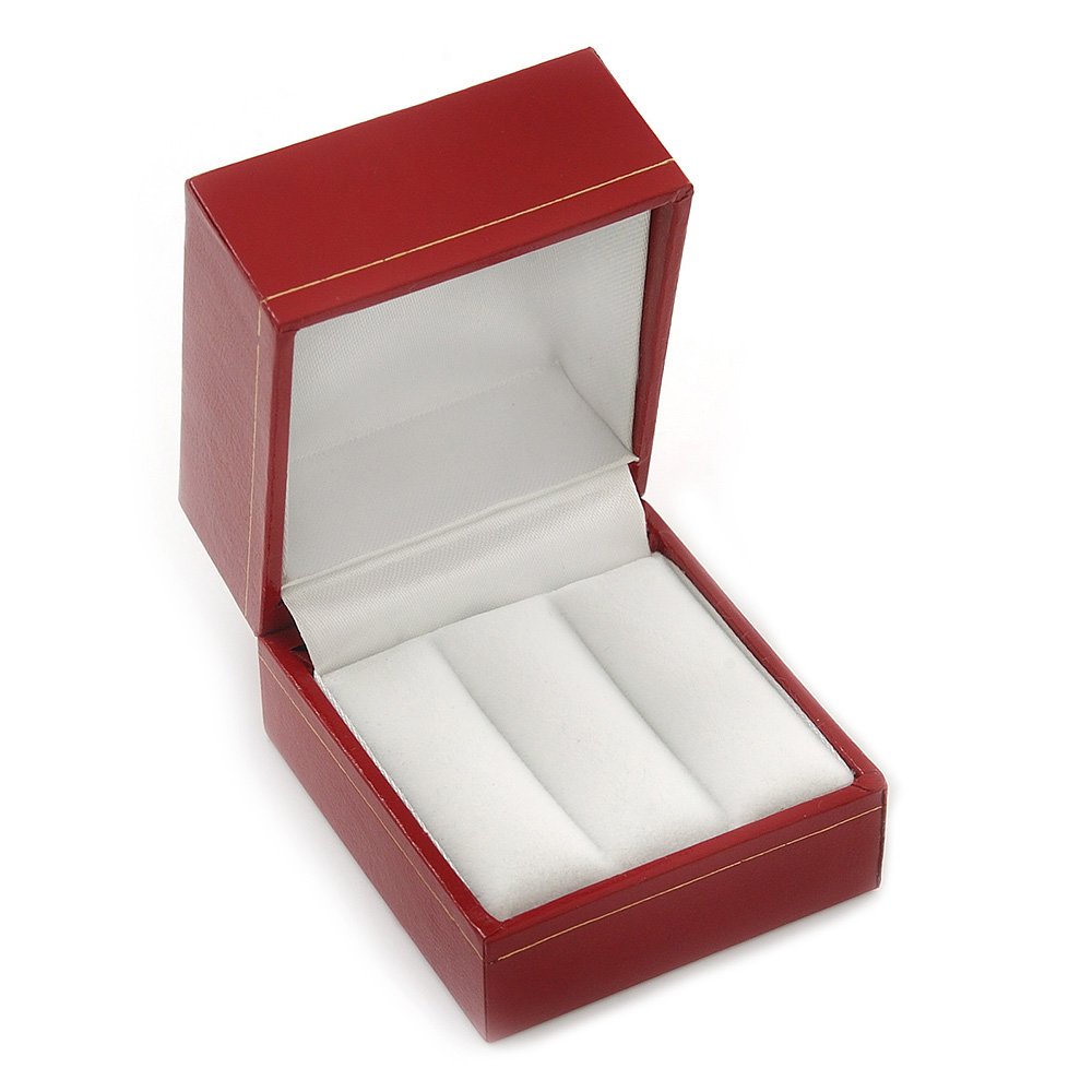 Avalaya Red, Burgundy Burgundy Red Leatherette Two Ring Or Stud Earrings Box (The Rings Are Not Included)