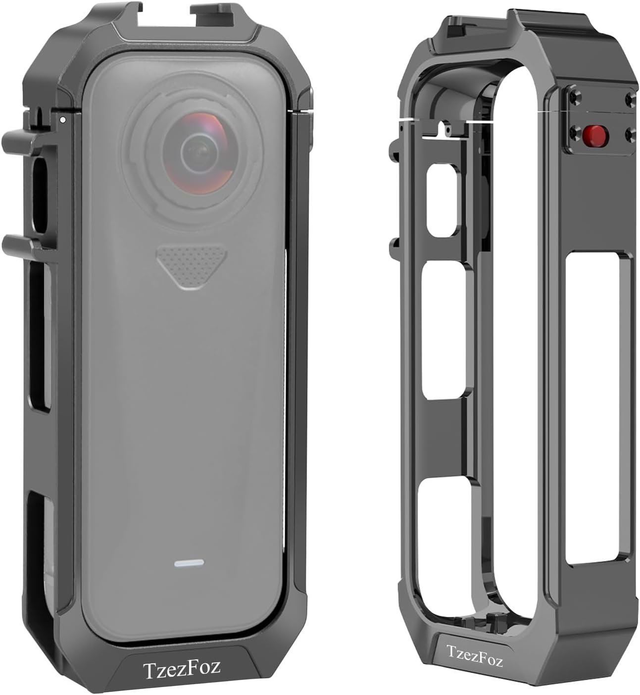 TzeFoz Magnetic Protective Cage for Insta360 X4 Air - Shockproof Aluminum Alloy Housing with Dual Cold Shoe Mounts, Ultra-Thin Fit for Tripods & Selfie Sticks