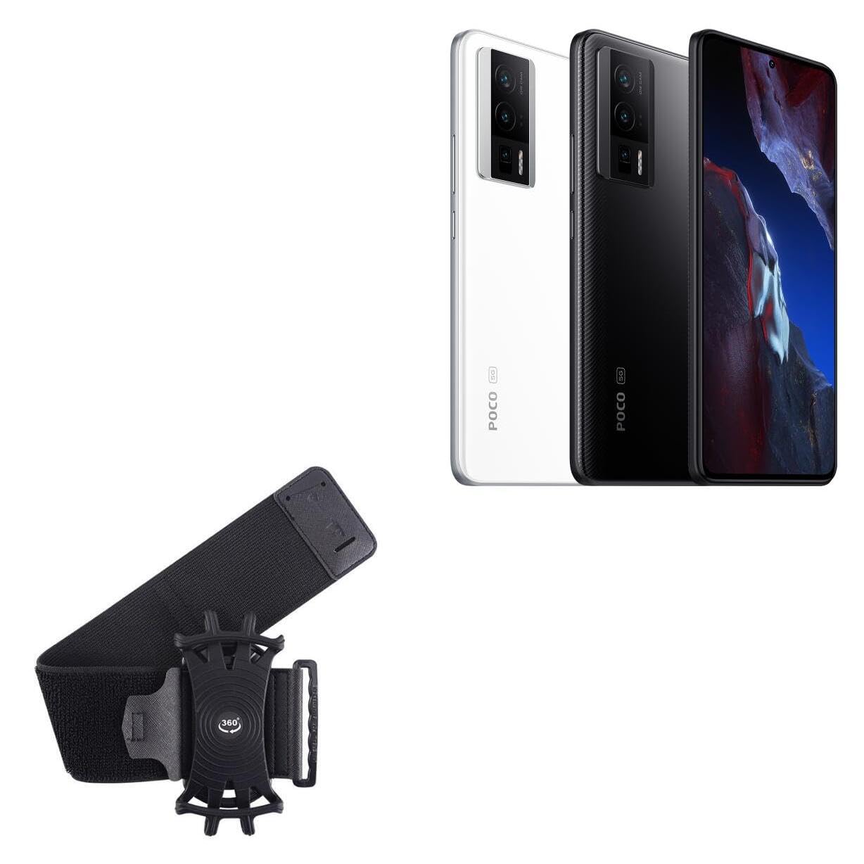 BoxWave Holster Compatible with Xiaomi Poco F5 Pro - ActiveStretch Sport Armband, Adjustable Armband for Workout and Running - Jet Black