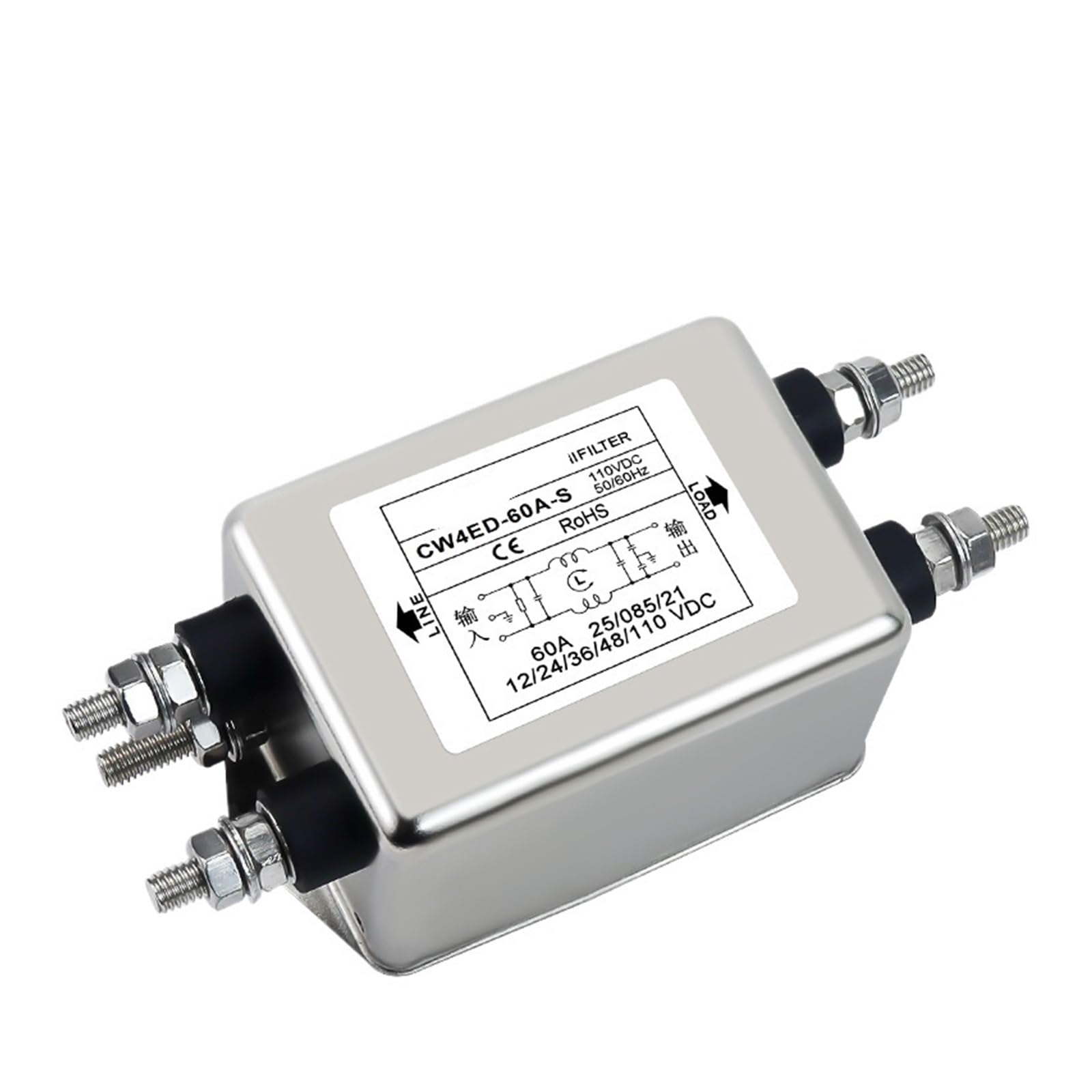 Filtre d'alimentation CW4ED-60A-S monophasé un étage boulon DC 12V 24V 48V 100V
