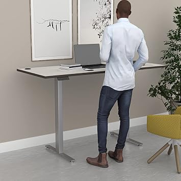 SKUTCHI DESIGNS INC. Quantum Series Electric Sit-Stand Straight Desk | Commercial Grade Height Adjustable Desk | 72" W X 24" D | Asian Night