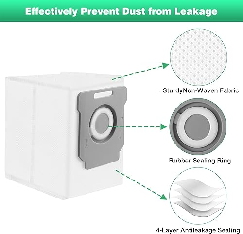 Miniatura 4 de Paquete de 12 bolsas de repuesto para aspiradora Roomba, bolsas de repuesto para aspiradora iRobot para Roborock S8+ S8 Pro UltraRoomba J7+ J7