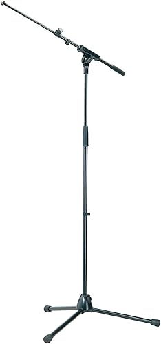K&M König & Meyer 21075.500.55 - Soporte de micrófono trípode  Brazo telescópico ajustable de 1 pieza  Grado profesional  Resistente con base
