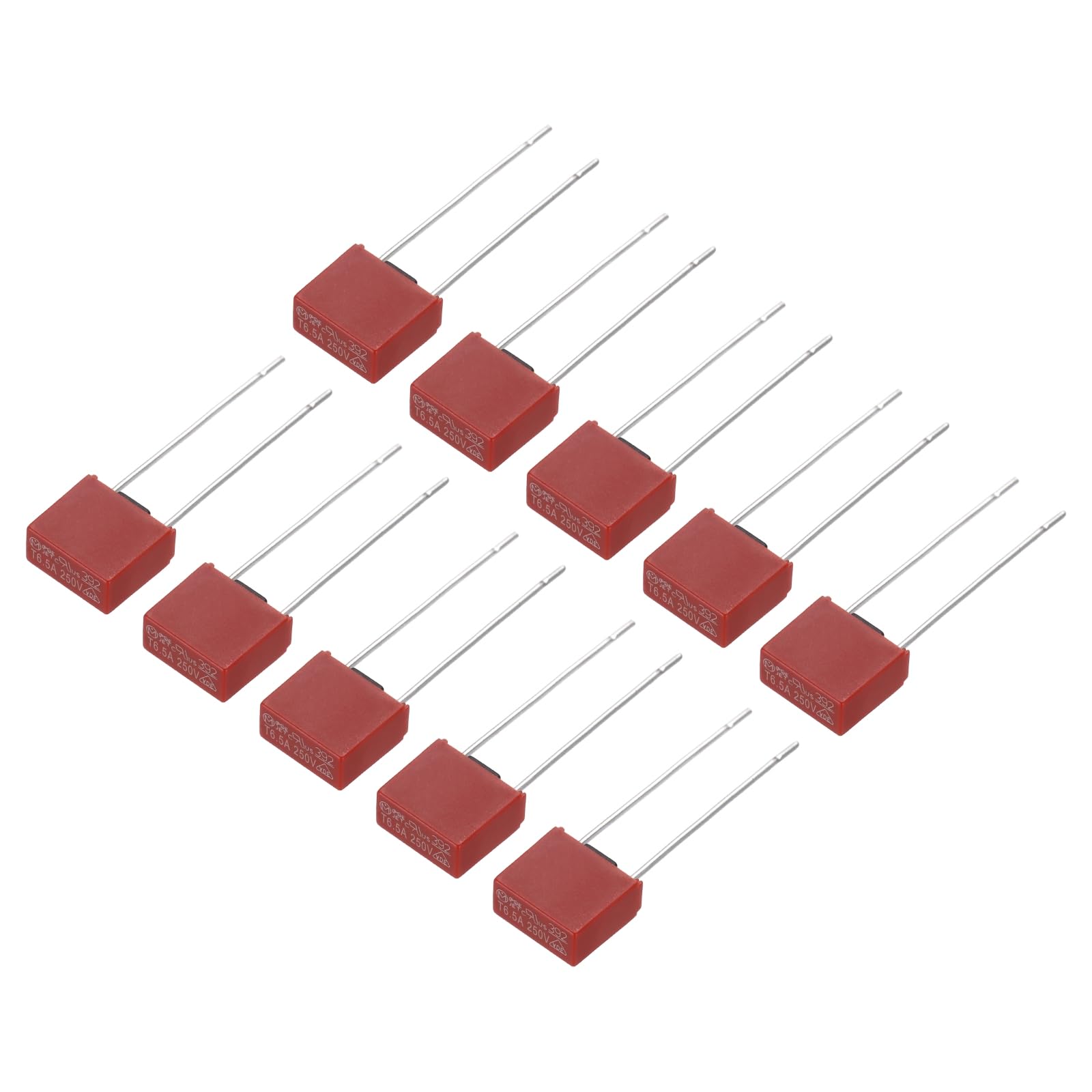 sourcing map 15Pcs DIP Mounted Miniature Square Slow Blow Micro Fuse for Electronic Parts PCB LCD Repair, T6.3A 6.3A 250V, Red