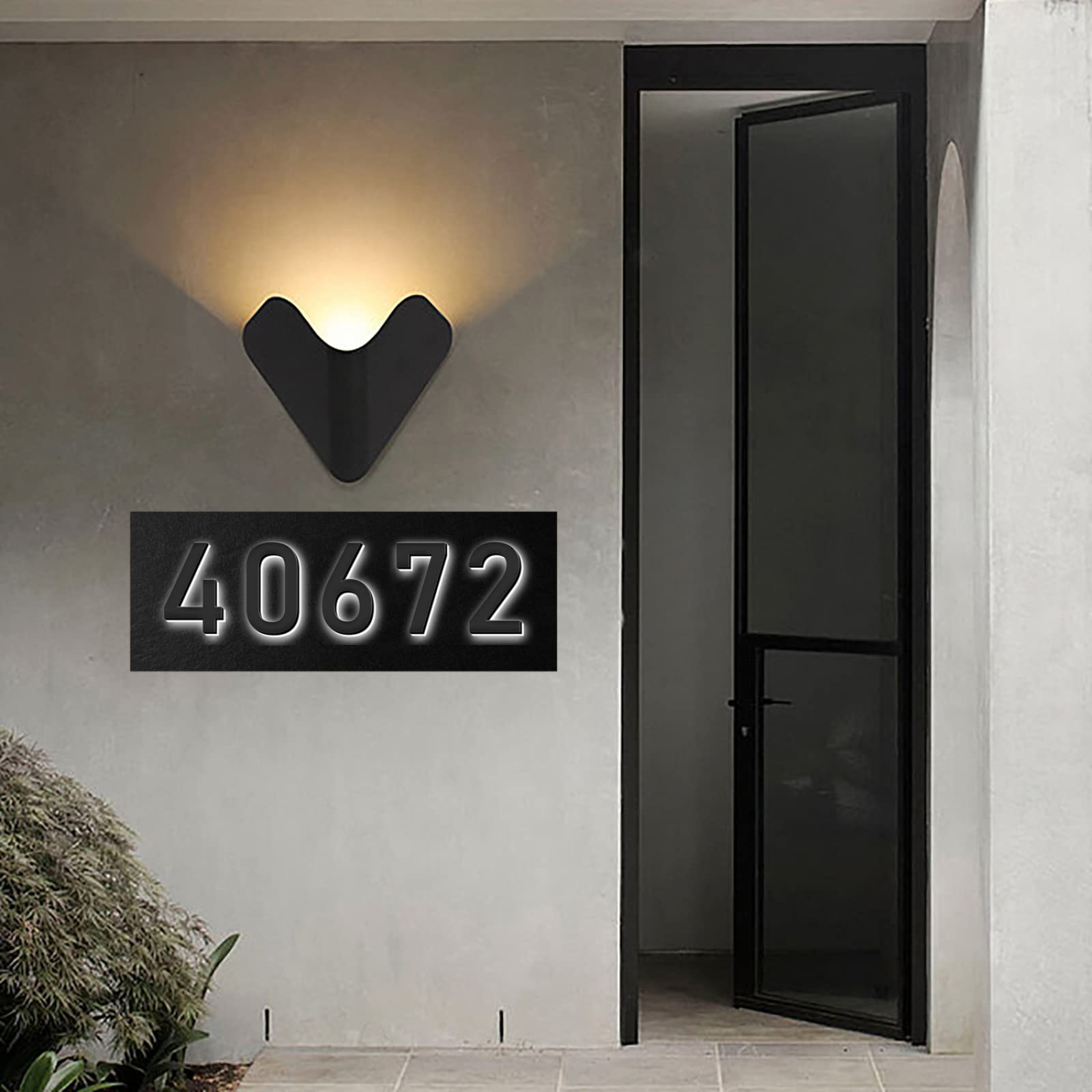 Moderne Hinterleuchtete LED-beleuchtete Hausnummer Aus Edelstahl Beleuchtetes Adressschild Hausnummern LED-beleuchtete Leuchtende Hausnummern