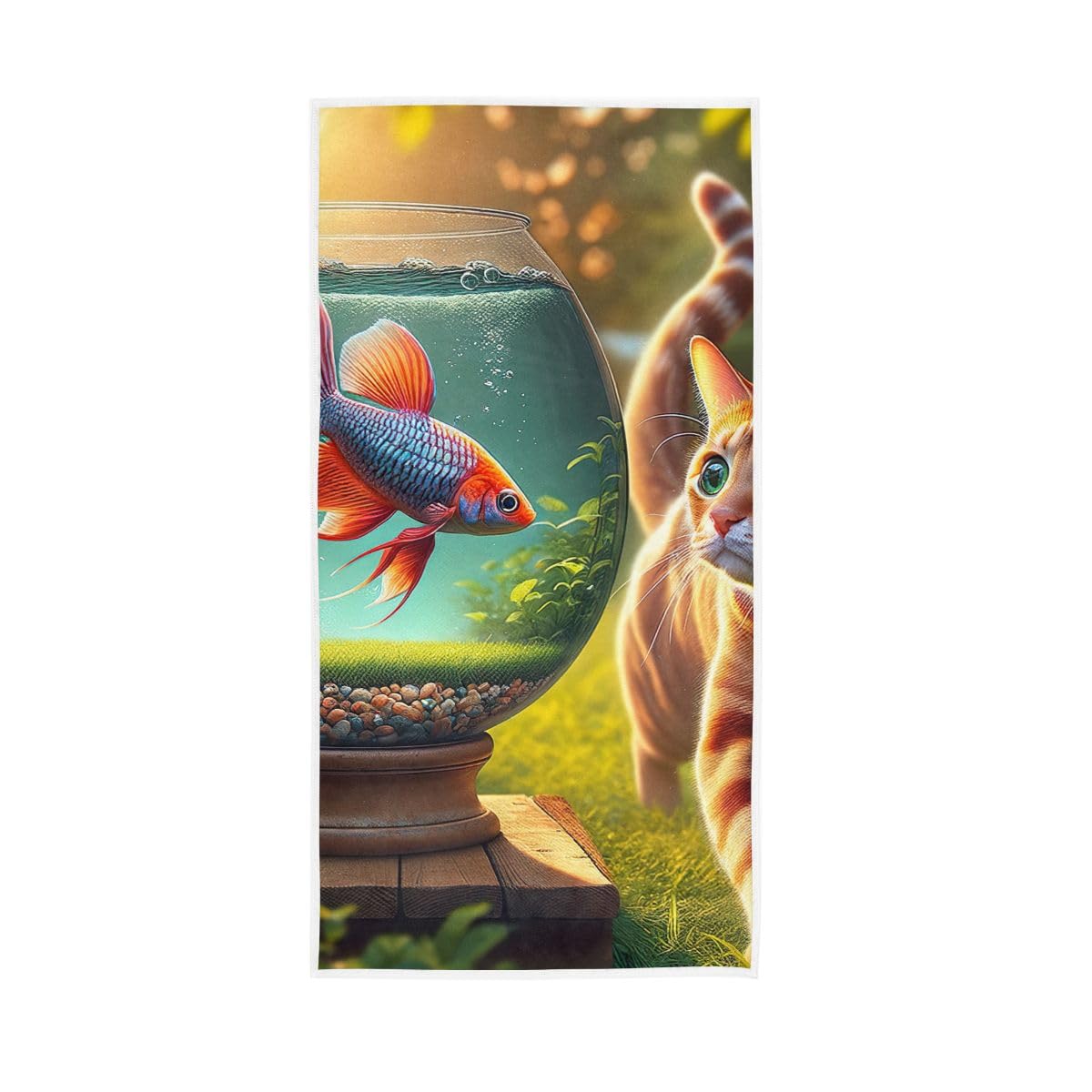HUYGD Cat Fish Face Towels for Bathroom, Hand Towels for Bathroom, Shower, Hotel, Spa 15 x 30 Inches
