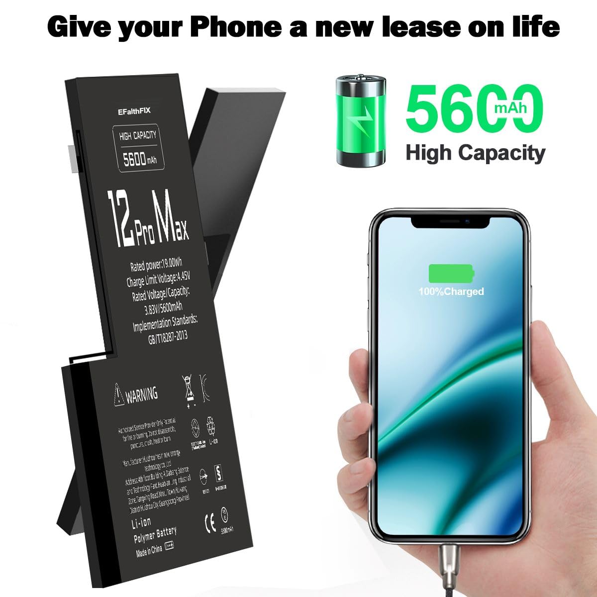 Amazon.com: EFAITHFIX 5600mAh Upgraded Replacement Battery