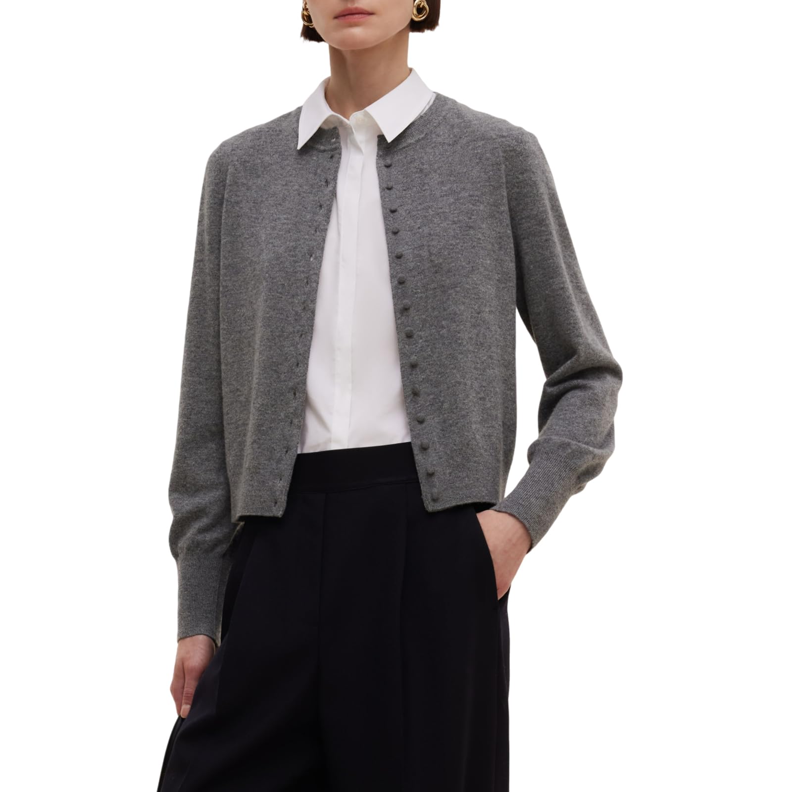 Merino Wool Cardigan Sweaters for Women Trendy 2026 Open Front Button Down Long Sleeve Fit Spring Knit Cardigans