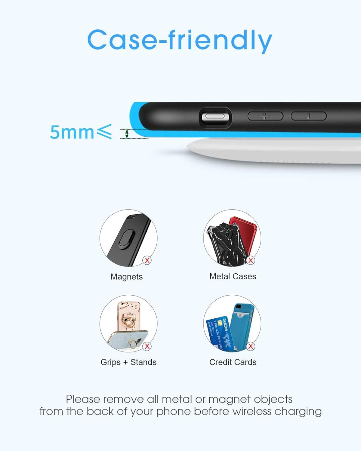 NANAMI Wireless Charger - Fast Wireless Charging Stand Pad Set,Compatible iPhone 15/14/13/12/11 Pro/XS Max, Samsung Galaxy S24/S23/S22/S21/S20+/S10/S9/S8/Note 20 Ultra/10/9/8,AirPods Pro